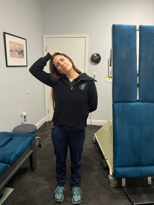 Upper back and shoulder stretch recommended by Chiropractors
